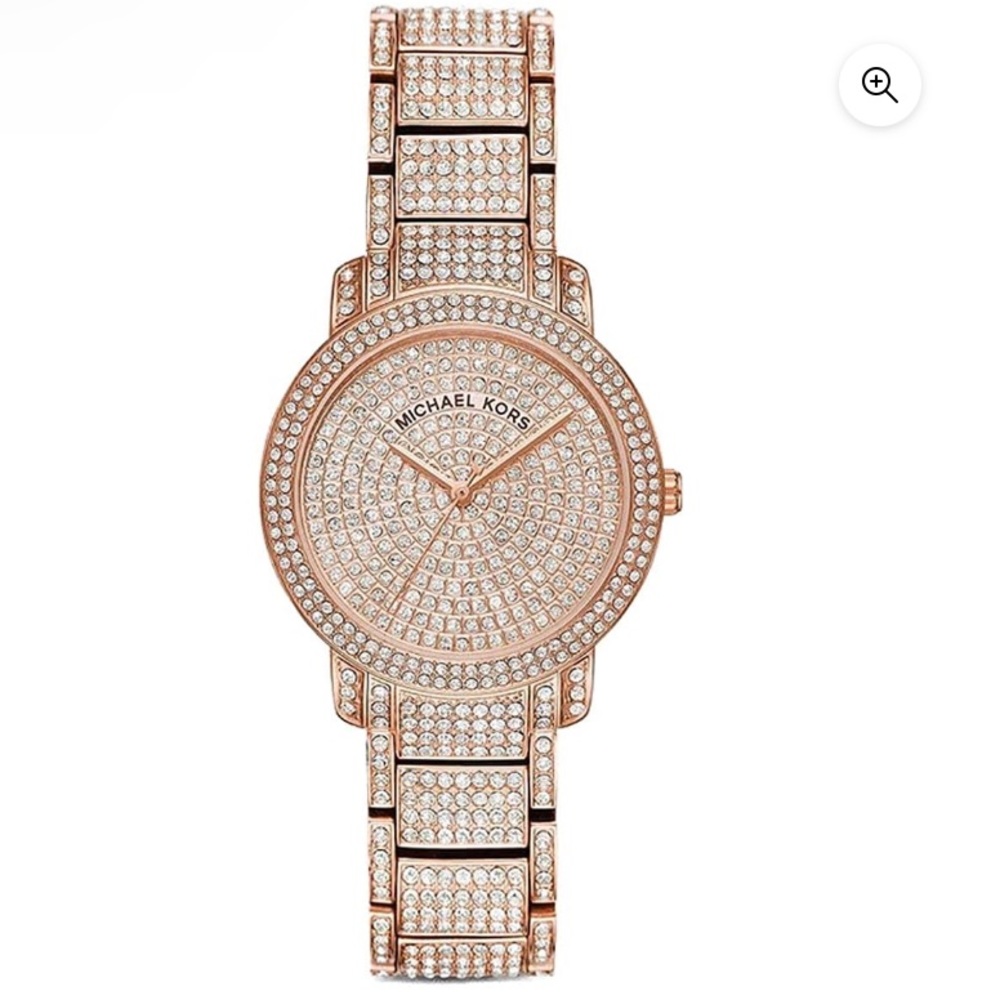 MICHAEL KORS Women's Rose Gold Tone Pave Glitz Watch
